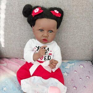 🆕22.8 Inch Reborn Doll with Soft Cloth Body African American Emma Girl Doll